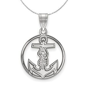Sterling Silver Alpha Sigma Tau Medium Circle Necklace - 24 Inch